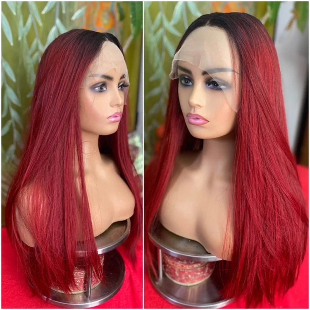 vampire red black lace front wig